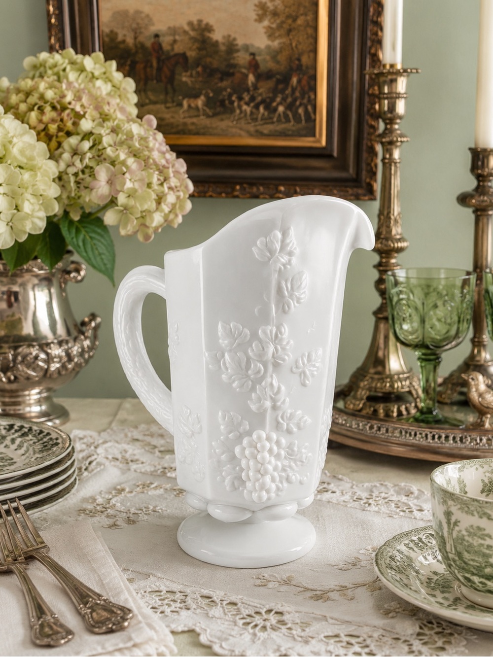 Westmoreland milk glass pitcher